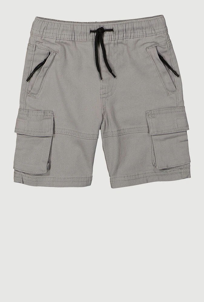 Toddler Boys Drawstring Cargo Shorts, Grey, Size 4T