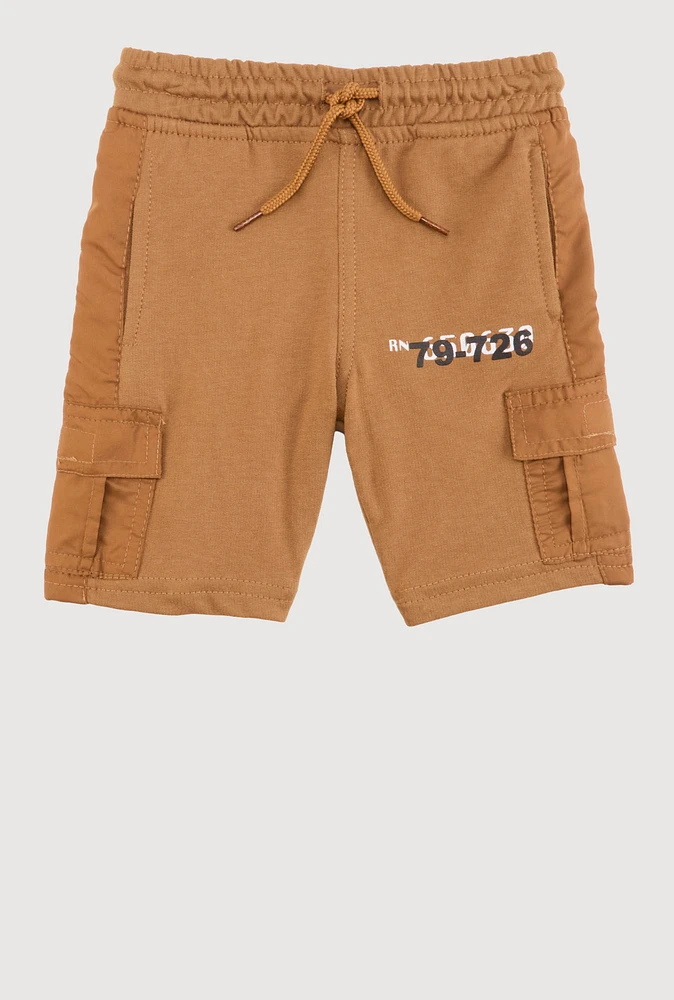Toddler Boys Graphic Detail Cargo Sweatshorts, Khaki, Size 3T