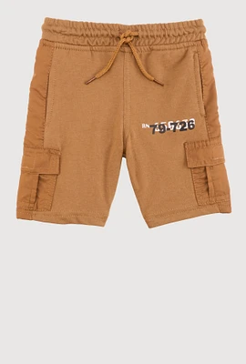 Toddler Boys Graphic Detail Cargo Sweatshorts, Khaki, Size 3T