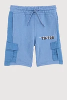 Toddler Boys Graphic Detail Cargo Sweatshorts, Blue, Size 4T