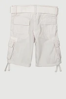 Toddler Boys Solid Belted Cargo Shorts, White, Size 2T