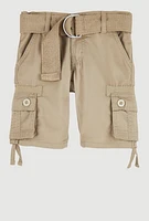 Toddler Boys Belted Cargo Pocket Shorts, Khaki, Size 3T