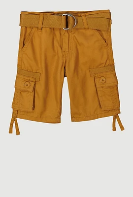 Toddler Boys Cargo Pocket D Ring Belted Shorts, Khaki, Size 2T