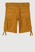 Toddler Boys Cargo Pocket D Ring Belted Shorts, Khaki, Size 2T