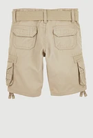 Toddler Boys D Ring Belted Cargo Shorts, Khaki, Size 3T