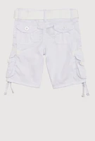 Toddler Boys Cargo Pocket Belted Shorts, White, Size 4T