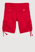 Toddler Boys Tassel Hem Belted Cargo Shorts, Red, Size 4T