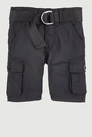 Toddler Boys Belted Cargo Shorts, Black,