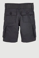 Toddler Boys Belted Cargo Shorts, Black,