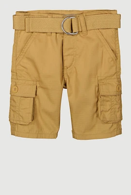 Toddler Boys D Ring Belted Shorts, Khaki, Size 3T