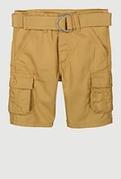 Toddler Boys D Ring Belted Shorts, Khaki, Size 3T