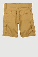 Toddler Boys D Ring Belted Shorts, Khaki,