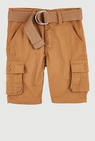 Toddler Boys Cargo Belted Shorts, Brown, Size 3T