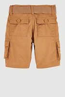 Toddler Boys Cargo Belted Shorts, Brown, Size 3T