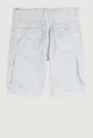 Toddler Boys Solid D Ring Belted Cargo Shorts, White, Size 3T