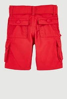 Toddler Boys D Ring Belted Cargo Pocket Shorts, Red, Size 4T