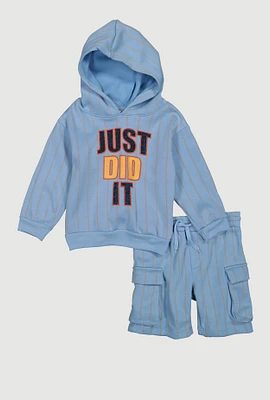 Toddler Boys Just Did It Hoodie and Cargo Sweatshorts, Blue, Size 4T