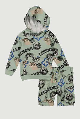 Toddler Boys Legend 23 Printed Hoodie and Sweatshorts, Green, Size 3T