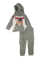 Toddler Boys Stay Hyped Hooded Sweatshirt and Cargo Joggers, Grey,