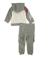 Toddler Boys Stay Hyped Hooded Sweatshirt and Cargo Joggers, Grey,