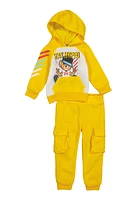 Toddler Boys Stay Hyped Hooded Sweatshirt and Cargo Joggers, Yellow, Size 2T