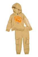 Toddler Boys Fresh Graphic Hoodie and Joggers, Beige, Size 3T