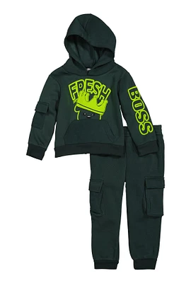 Toddler Boys Fresh Graphic Hoodie and Joggers, Green, Size 4T