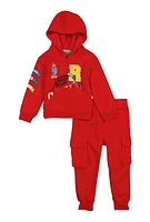 Toddler Boys Royalty Graphic Hoodie and Cargo Joggers, Red, Size 2T