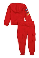 Toddler Boys Royalty Graphic Hoodie and Cargo Joggers, Red, Size 2T