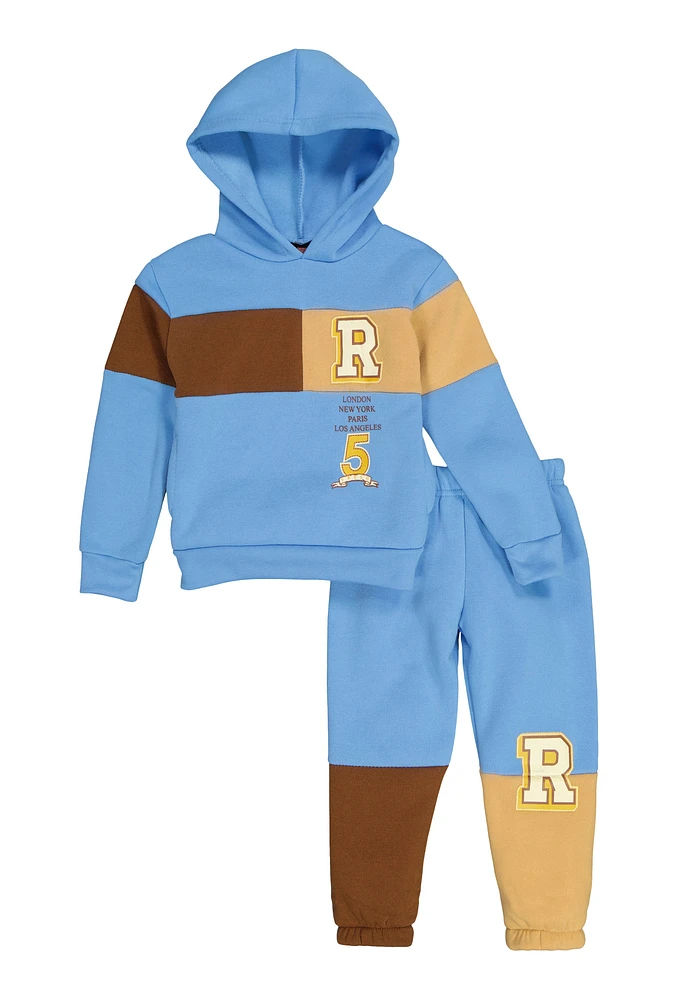 Toddler Boys R Initial Color Block Sweatshirt and Joggers, Blue,