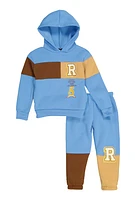 Toddler Boys R Initial Color Block Sweatshirt and Joggers, Blue,