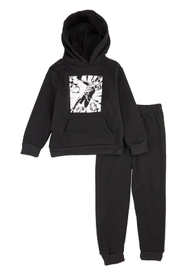 Toddler Boys Basketball Graphic Hoodie and Sweatpants, Black, Size 2T