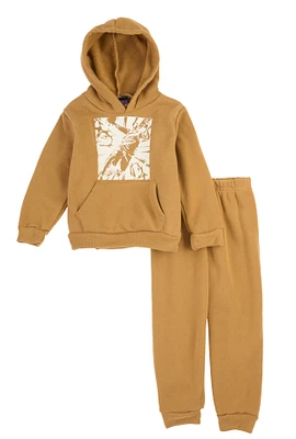 Toddler Boys Basketball Graphic Hoodie and Sweatpants, Brown, Size 3T