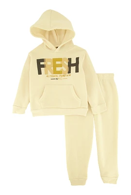 Toddler Boys Fresh NYC Hoodie and Joggers Set, White, Size 3T