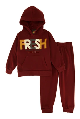 Toddler Boys Fresh NYC Hoodie and Joggers Set, Burgundy, Size 2T