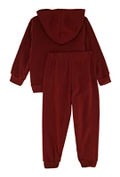 Toddler Boys Fresh NYC Hoodie and Joggers Set, Burgundy, Size 2T