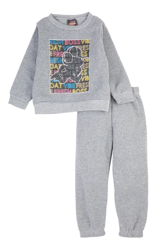 Toddler Boys Printed Graphic Sweatshirt and Joggers, Grey, Size 4T