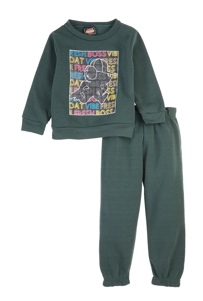 Toddler Boys Printed Graphic Sweatshirt and Joggers, Green, Size 3T