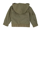 Toddler Girls Nylon Cargo Jacket, Green, Size 2T