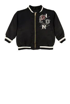 Toddler Boys Icon Rose Graphic Bomber Jacket, Black, Size 3T