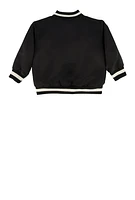 Toddler Boys Icon Rose Graphic Bomber Jacket, Black, Size 3T