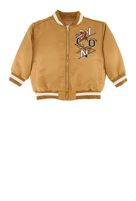 Toddler Boys Icon Rose Graphic Bomber Jacket, Brown, Size 3T