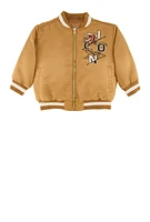 Toddler Boys Icon Rose Graphic Bomber Jacket, Brown, Size 3T