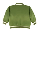 Toddler Boys Icon Rose Graphic Bomber Jacket, Green, Size 2T