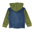 Toddler Boys Fleece Hooded Jean Jacket, Green, Size 3T