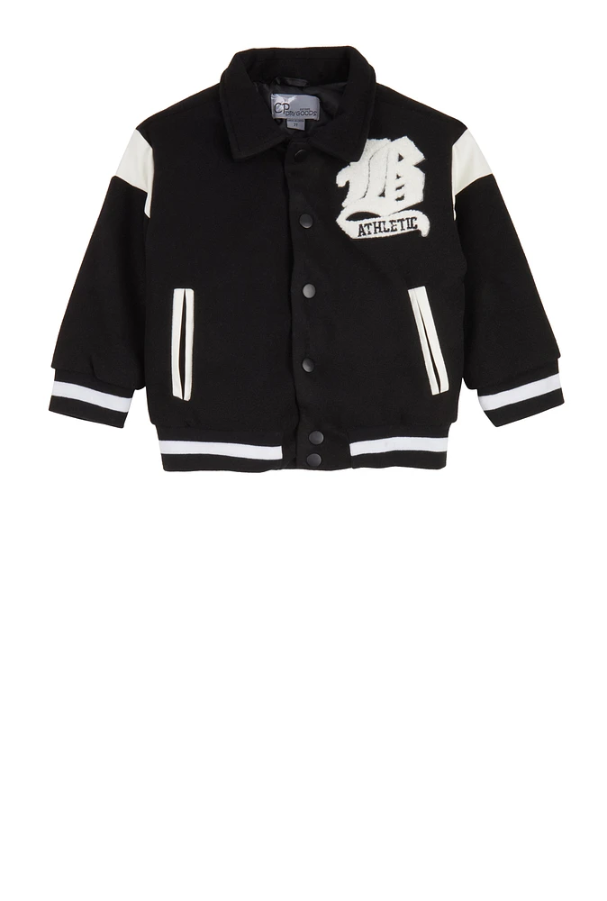 Toddler Boys B Initial Chenille Patch Varsity Jacket,