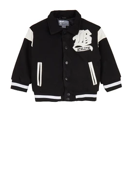 Toddler Boys B Initial Chenille Patch Varsity Jacket, 3T