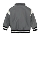 Toddler Boys B Initial Chenille Patch Varsity Jacket, Grey, Size 4T