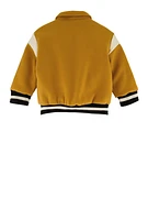 Toddler Boys B Initial Chenille Patch Varsity Jacket, Brown,