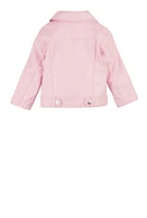 Toddler Girls Faux Leather Moto Jacket, Pink,